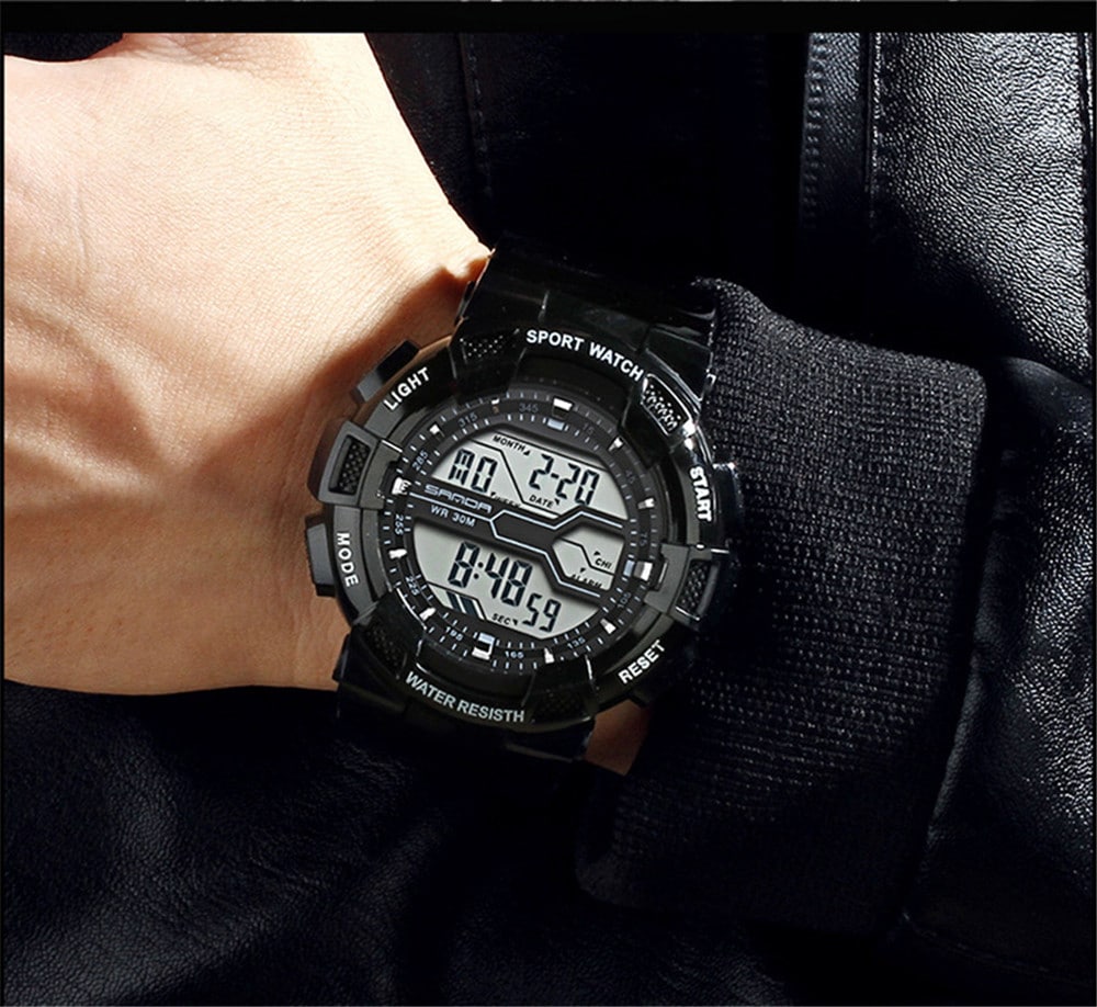 SANDA Electronic Sport Watch Men Top Brand Luxury LED Digital Watches- White SANDA Electronic Sport Watch Men Top Brand Luxury LED Digital Watches- White