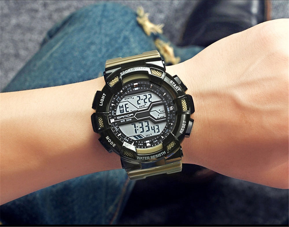 SANDA Electronic Sport Watch Men Top Brand Luxury LED Digital Watches- White SANDA Electronic Sport Watch Men Top Brand Luxury LED Digital Watches- White