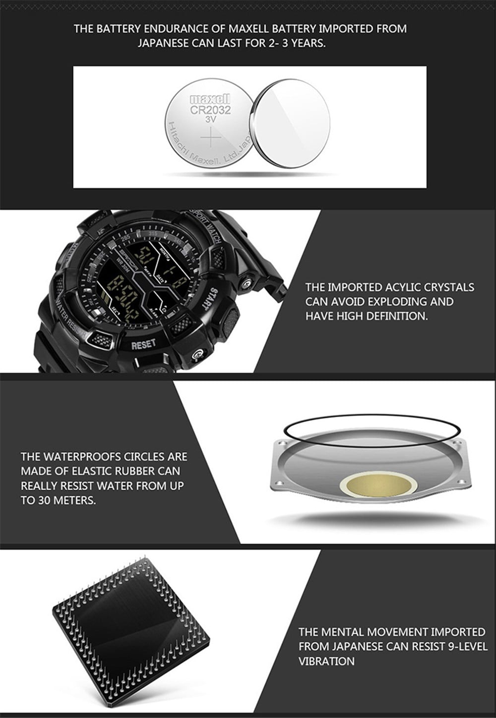 SANDA Electronic Sport Watch Men Top Brand Luxury LED Digital Watches- White SANDA Electronic Sport Watch Men Top Brand Luxury LED Digital Watches- White