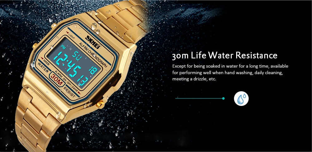 SKMEI Men Fashion Casual Watch LED Digital Watches- Gold SKMEI Men Fashion Casual Watch LED Digital Watches- Gold