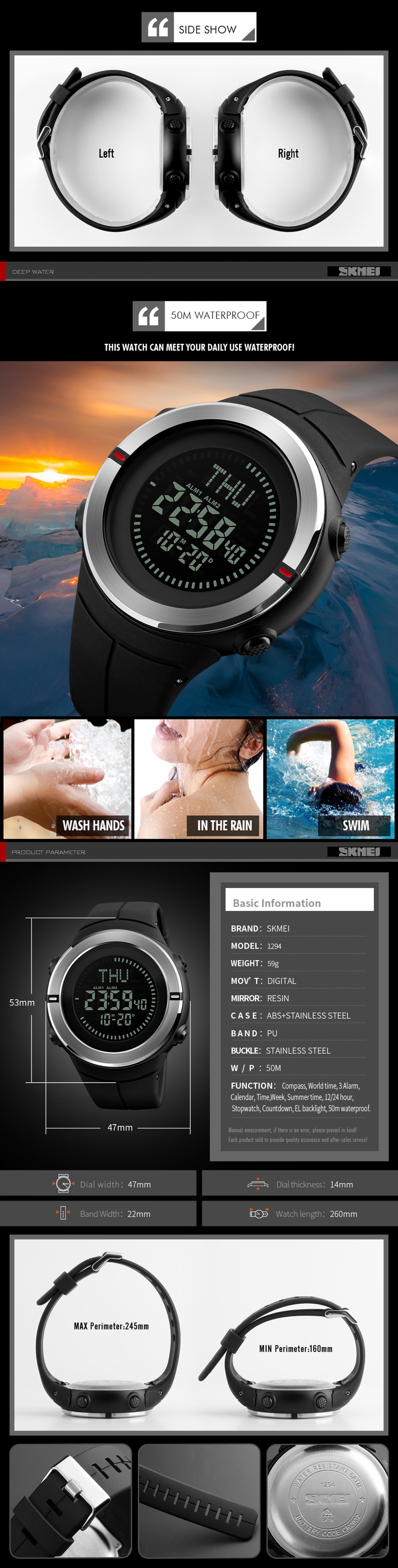 SKMEI Fashion Sports Men Compass Outdoor Countdown Alarm Digital Watches- Multi-A SKMEI Fashion Sports Men Compass Outdoor Countdown Alarm Digital Watches- Multi-A