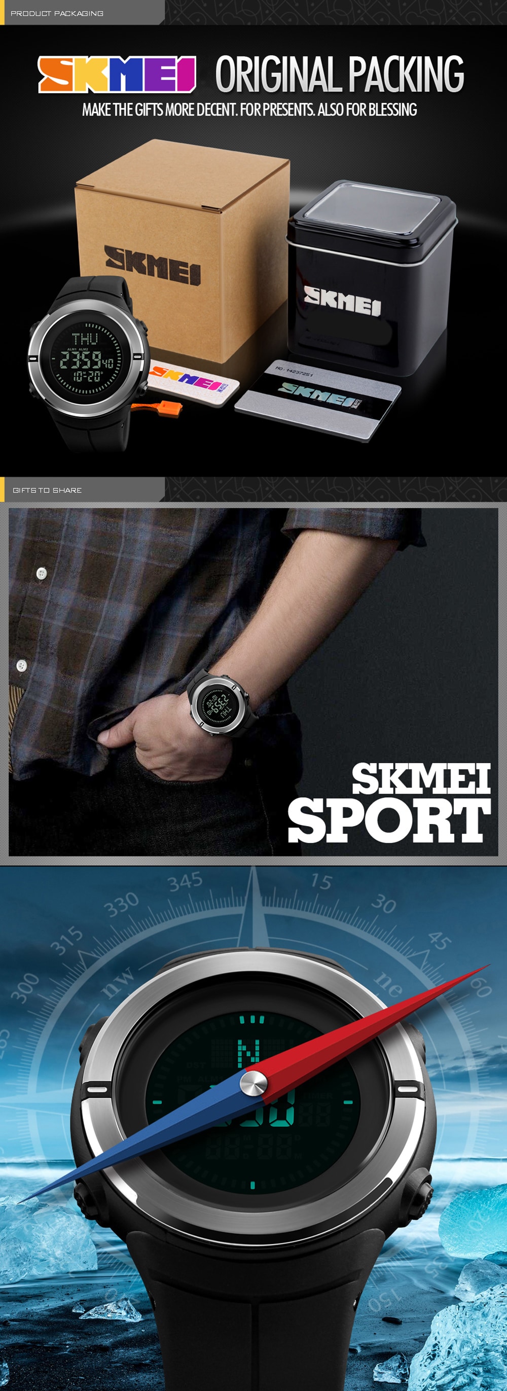 SKMEI Fashion Sports Men Compass Outdoor Countdown Alarm Digital Watches- Multi-A SKMEI Fashion Sports Men Compass Outdoor Countdown Alarm Digital Watches- Multi-A
