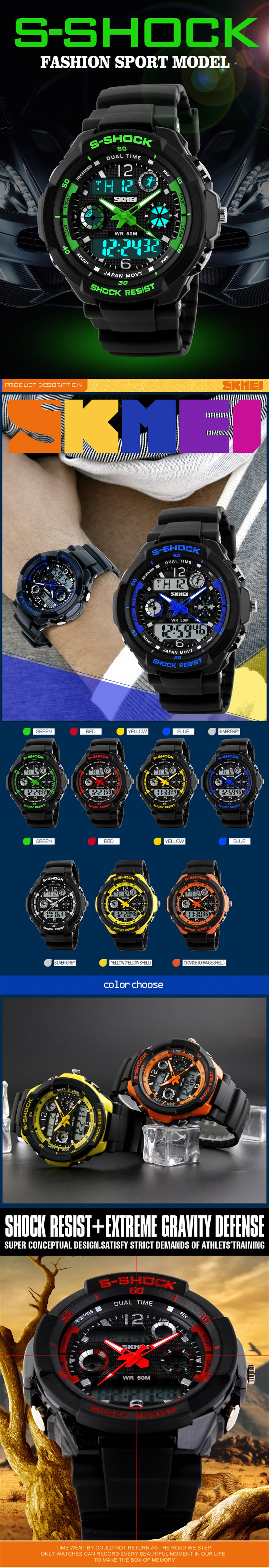 SKMEI Men Fashion Dual Display Sport Watch Waterproof Electronic LED Clock- Red SKMEI Men Fashion Dual Display Sport Watch Waterproof Electronic LED Clock- Red