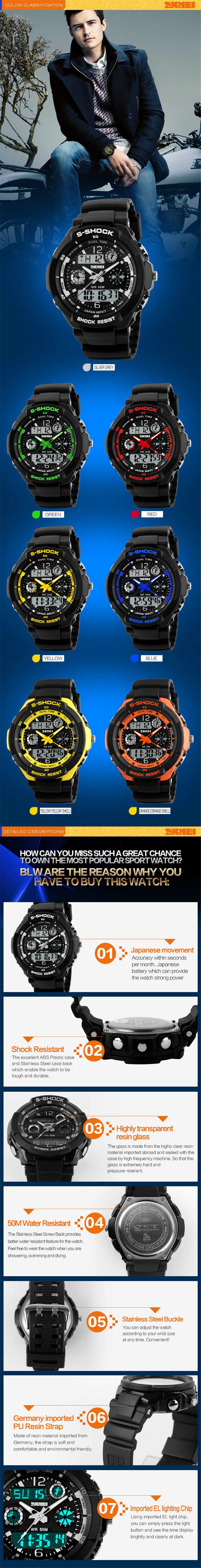 SKMEI Men Fashion Dual Display Sport Watch Waterproof Electronic LED Clock- Red SKMEI Men Fashion Dual Display Sport Watch Waterproof Electronic LED Clock- Red