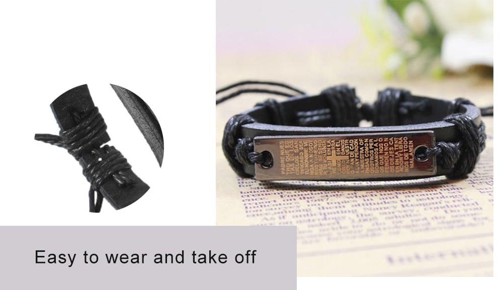 Punk Cross Scripture Bracelet - Black Punk Cross Scripture Bracelet - Black