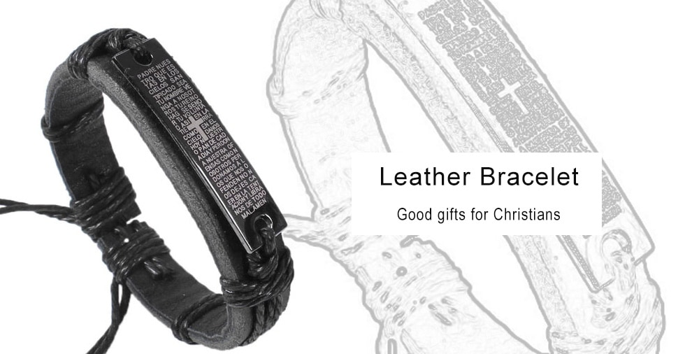 Punk Cross Scripture Bracelet - Black Punk Cross Scripture Bracelet - Black