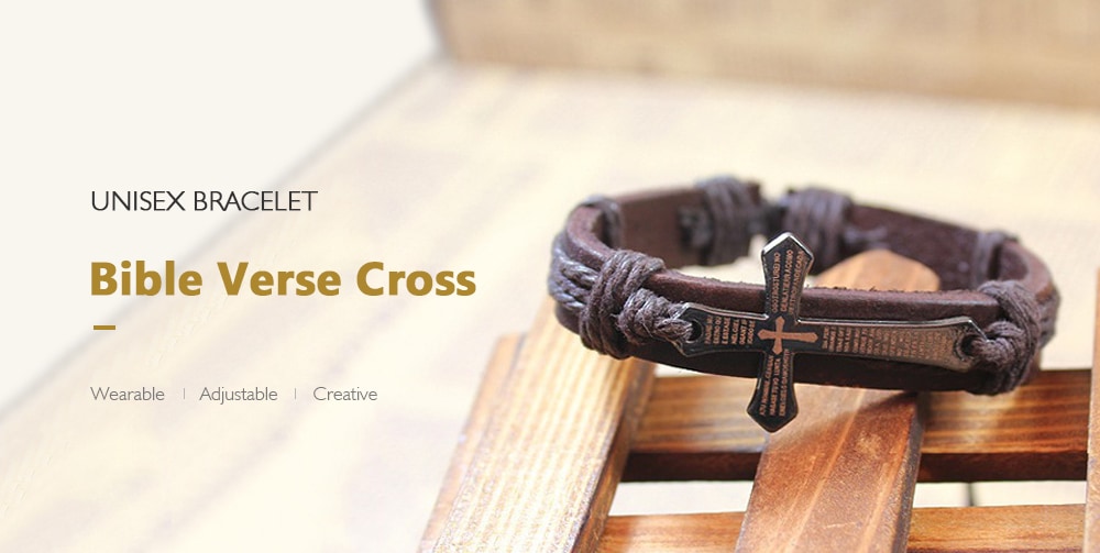 Wearable Unique Bible Verse Cross Unisex Bracelet- Brown Wearable Unique Bible Verse Cross Unisex Bracelet- Brown
