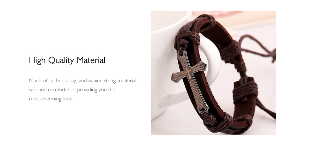 Wearable Unique Bible Verse Cross Unisex Bracelet- Brown Wearable Unique Bible Verse Cross Unisex Bracelet- Brown