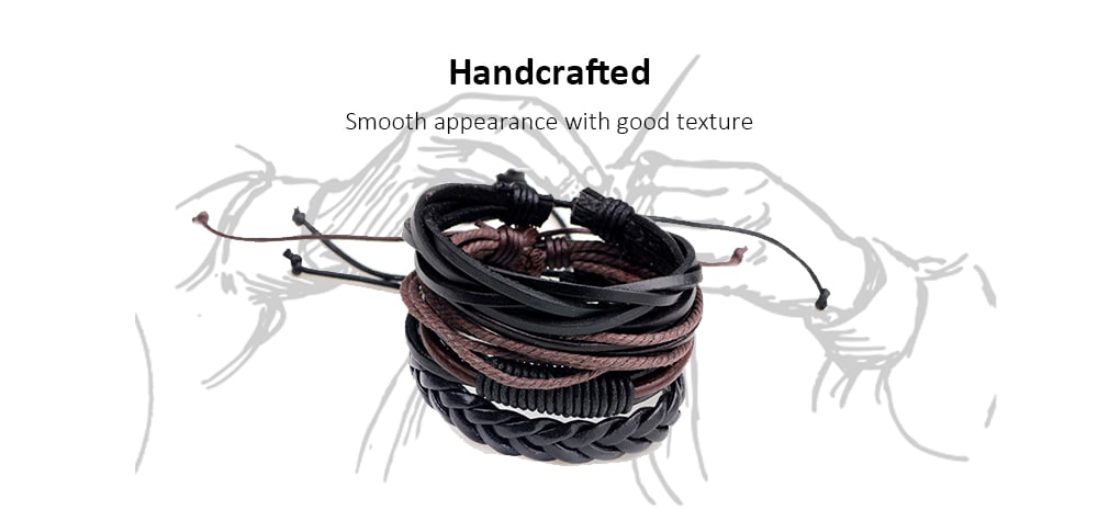 Retro DIY Woven Leather Men Bracelet 4pcs- Multi-A Retro DIY Woven Leather Men Bracelet 4pcs- Multi-A