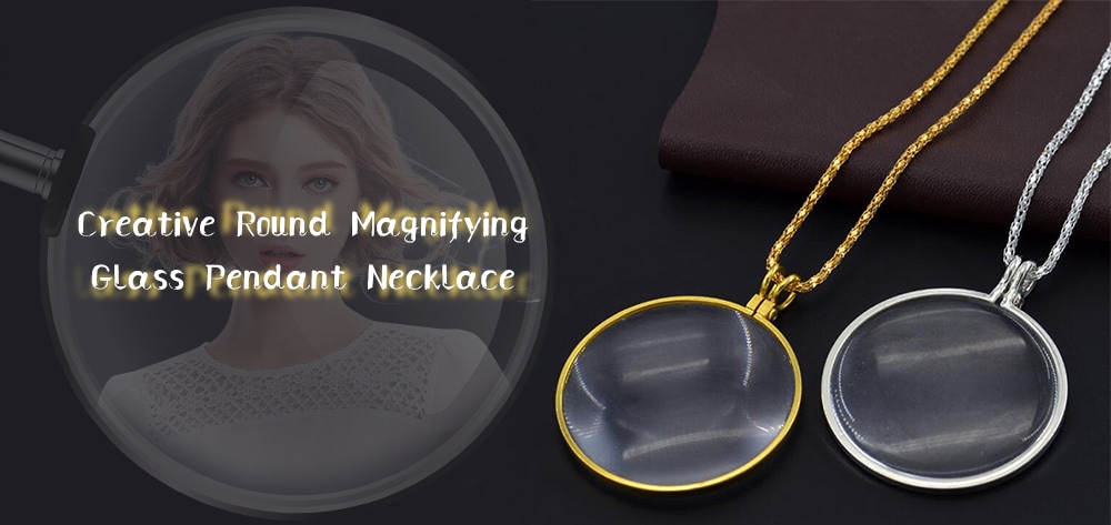 Retro Round Magnifying Glass Necklace Reading Newspaper Hanging Pendant- Silver Retro Round Magnifying Glass Necklace Reading Newspaper Hanging Pendant- Silver