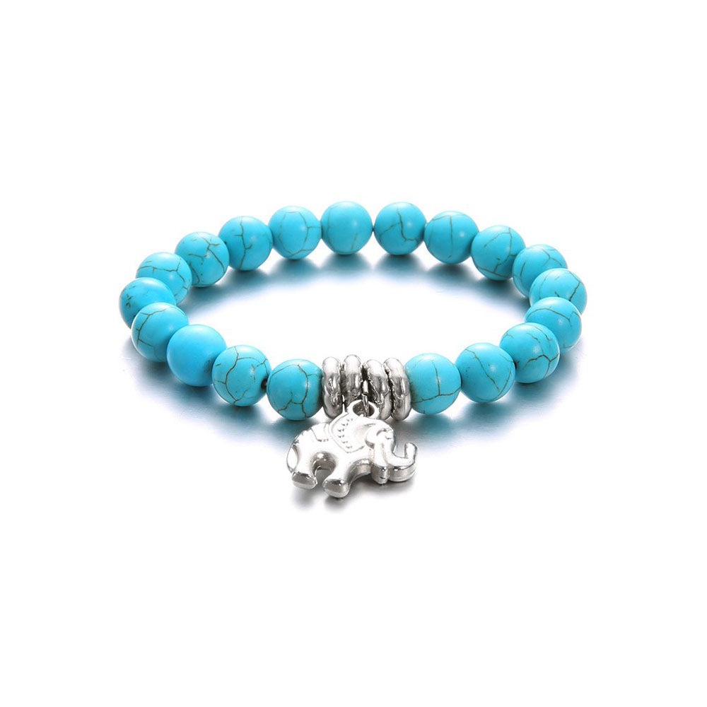 Women's Anklet Chain Turquoise Metal Elephant Decoration Chain- Sky Blue Women's Anklet Chain Turquoise Metal Elephant Decoration Chain- Sky Blue