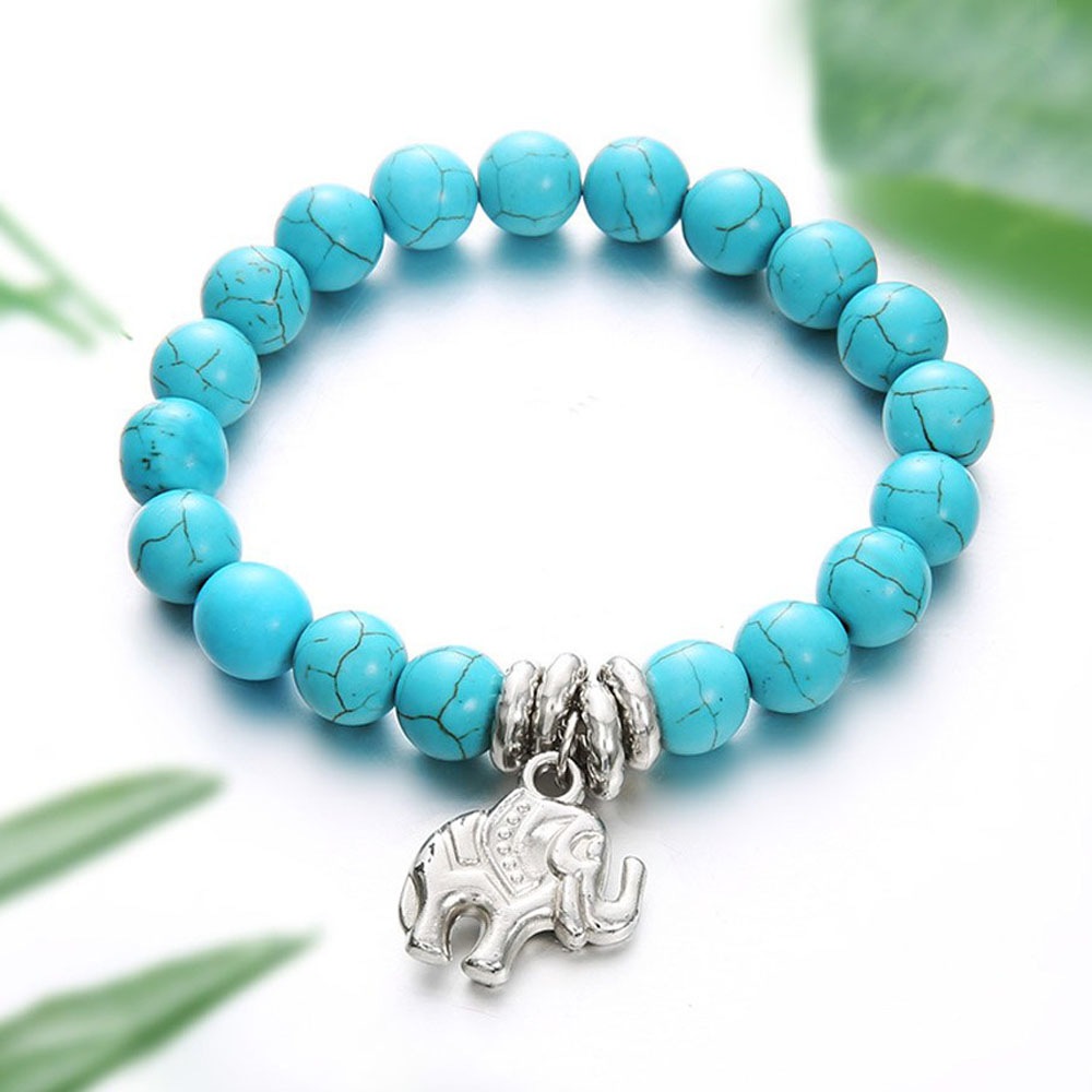 Women's Anklet Chain Turquoise Metal Elephant Decoration Chain- Sky Blue Women's Anklet Chain Turquoise Metal Elephant Decoration Chain- Sky Blue