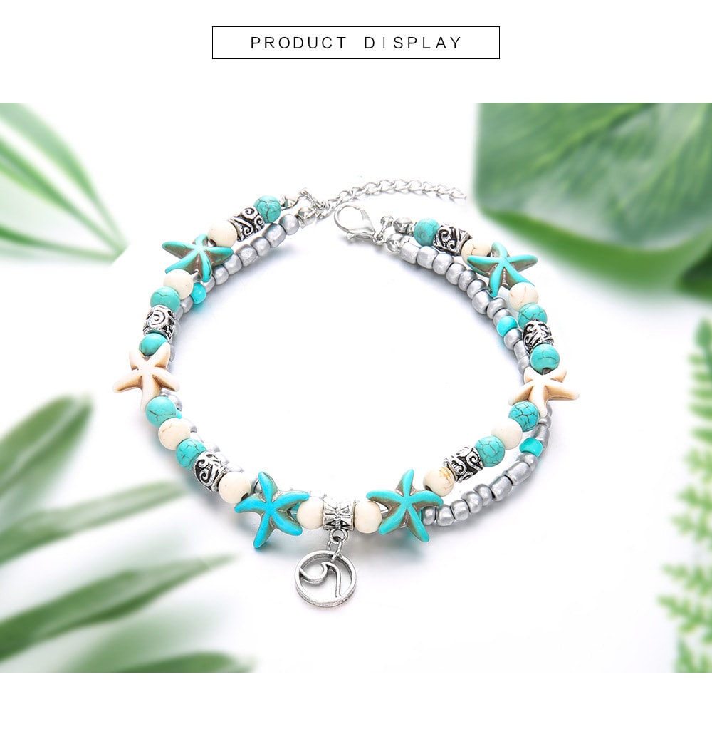 Vintage Double Layer Anklets Star Elephant Foot Bracelet Women Boho Anklet- Silver 2pcs Vintage Double Layer Anklets Star Elephant Foot Bracelet Women Boho Anklet- Silver 2pcs