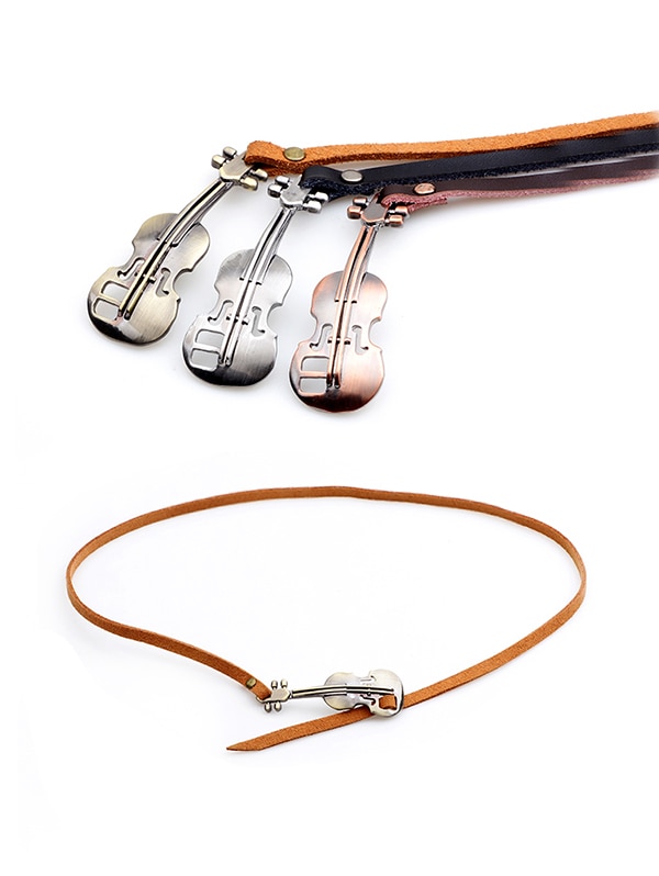 Retro Faux Leather Alloy Violin Wrap Bracelet- Black Retro Faux Leather Alloy Violin Wrap Bracelet- Black