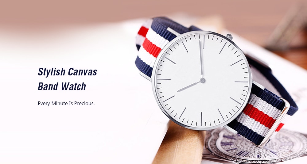 Simple Canvas Strap Fashion Watch- Silver style14 Simple Canvas Strap Fashion Watch- Silver style14