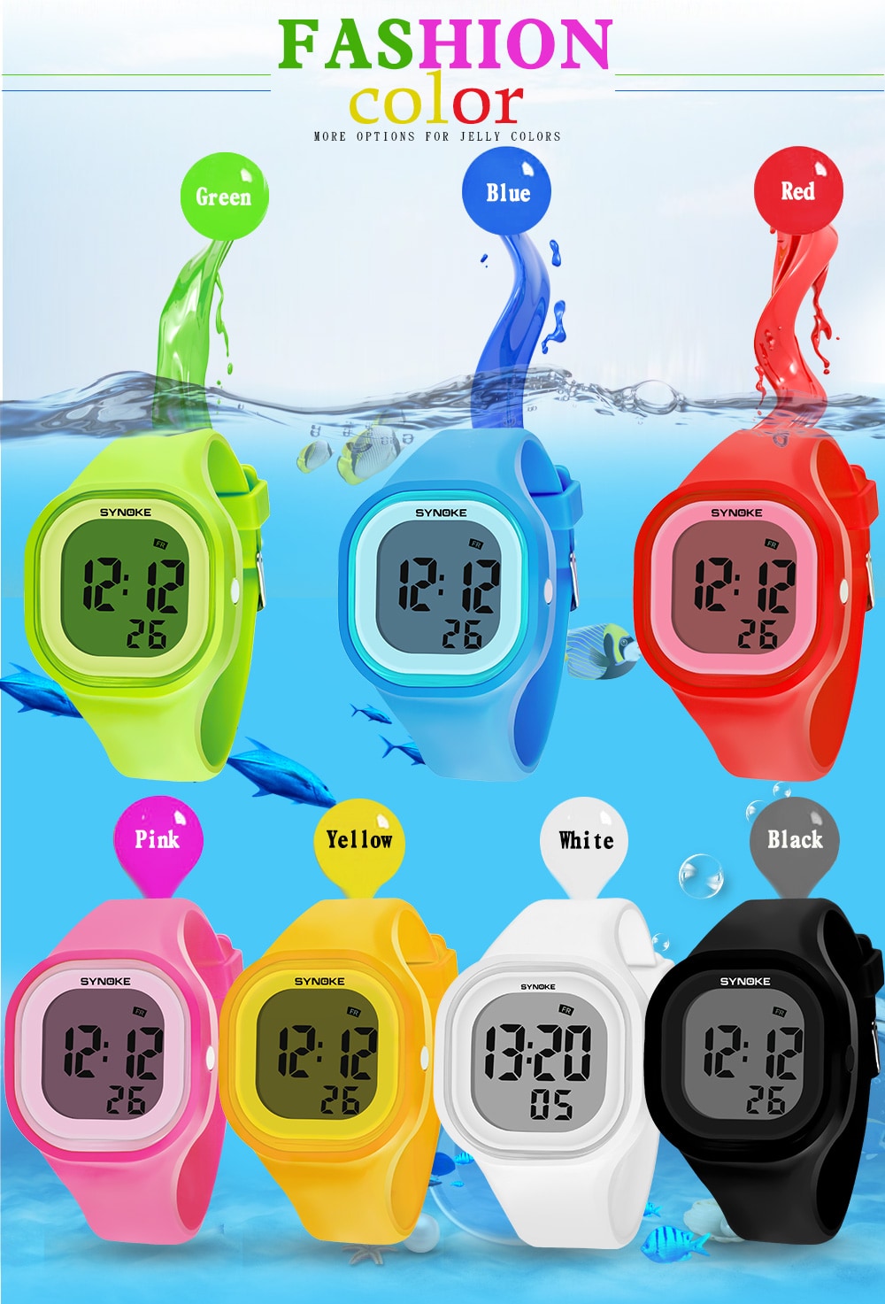 SYNOKE 66896 Waterproof Silicone Band Couple Electronic Watch- Pink SYNOKE 66896 Waterproof Silicone Band Couple Electronic Watch- Pink