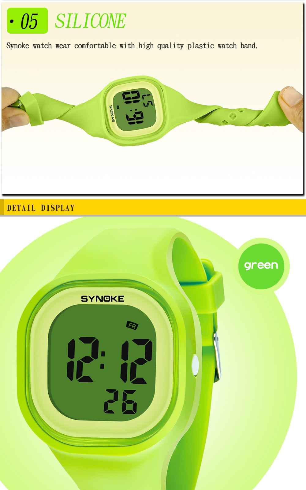 SYNOKE 66896 Waterproof Silicone Band Couple Electronic Watch- Pink SYNOKE 66896 Waterproof Silicone Band Couple Electronic Watch- Pink