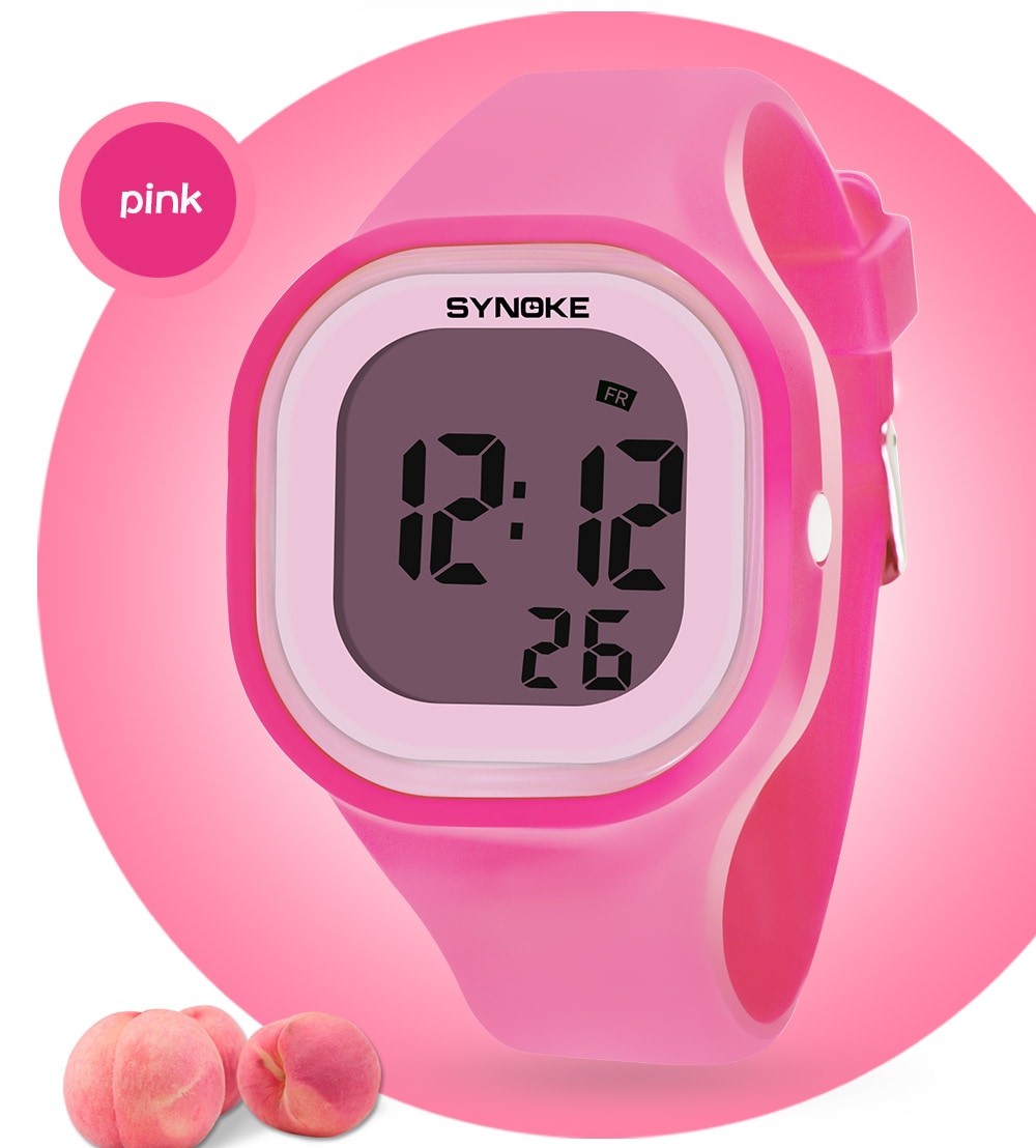 SYNOKE 66896 Waterproof Silicone Band Couple Electronic Watch- Pink SYNOKE 66896 Waterproof Silicone Band Couple Electronic Watch- Pink