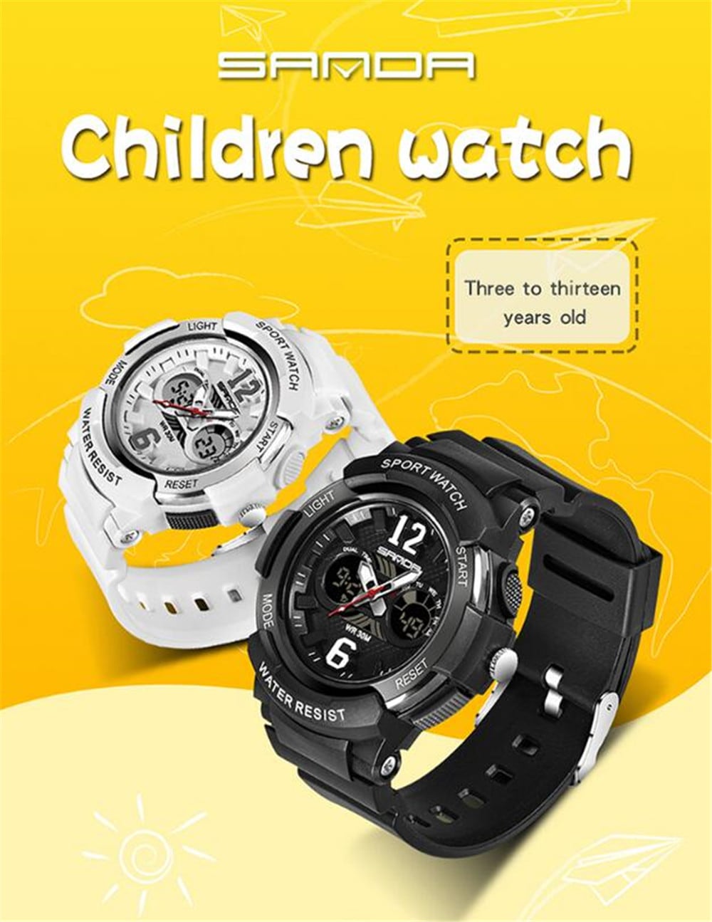 SANDA Multi-Function Children Cartoon Noctilucent Waterproof Digital Watches- Multi-G SANDA Multi-Function Children Cartoon Noctilucent Waterproof Digital Watches- Multi-G