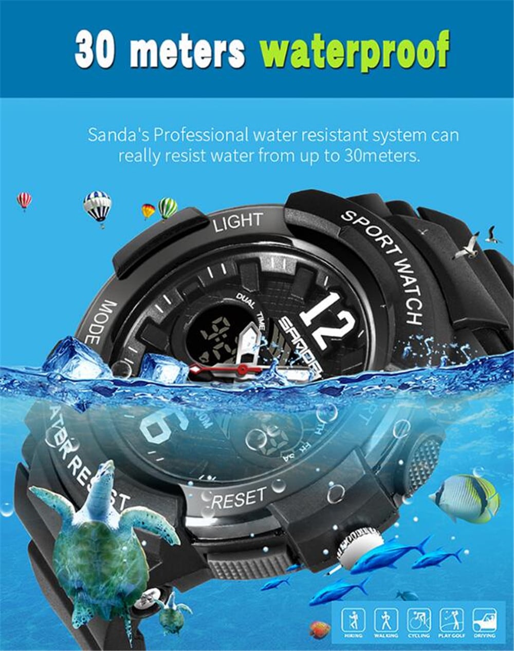 SANDA Multi-Function Children Cartoon Noctilucent Waterproof Digital Watches- Multi-G SANDA Multi-Function Children Cartoon Noctilucent Waterproof Digital Watches- Multi-G
