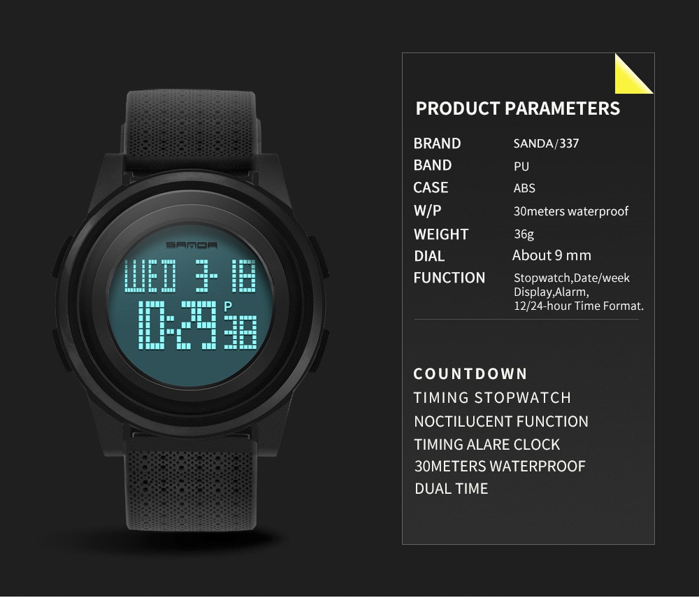 Sanda Fashion Lovers LED Movement Waterproof Digital Watches- Multi-A Sanda Fashion Lovers LED Movement Waterproof Digital Watches- Multi-A