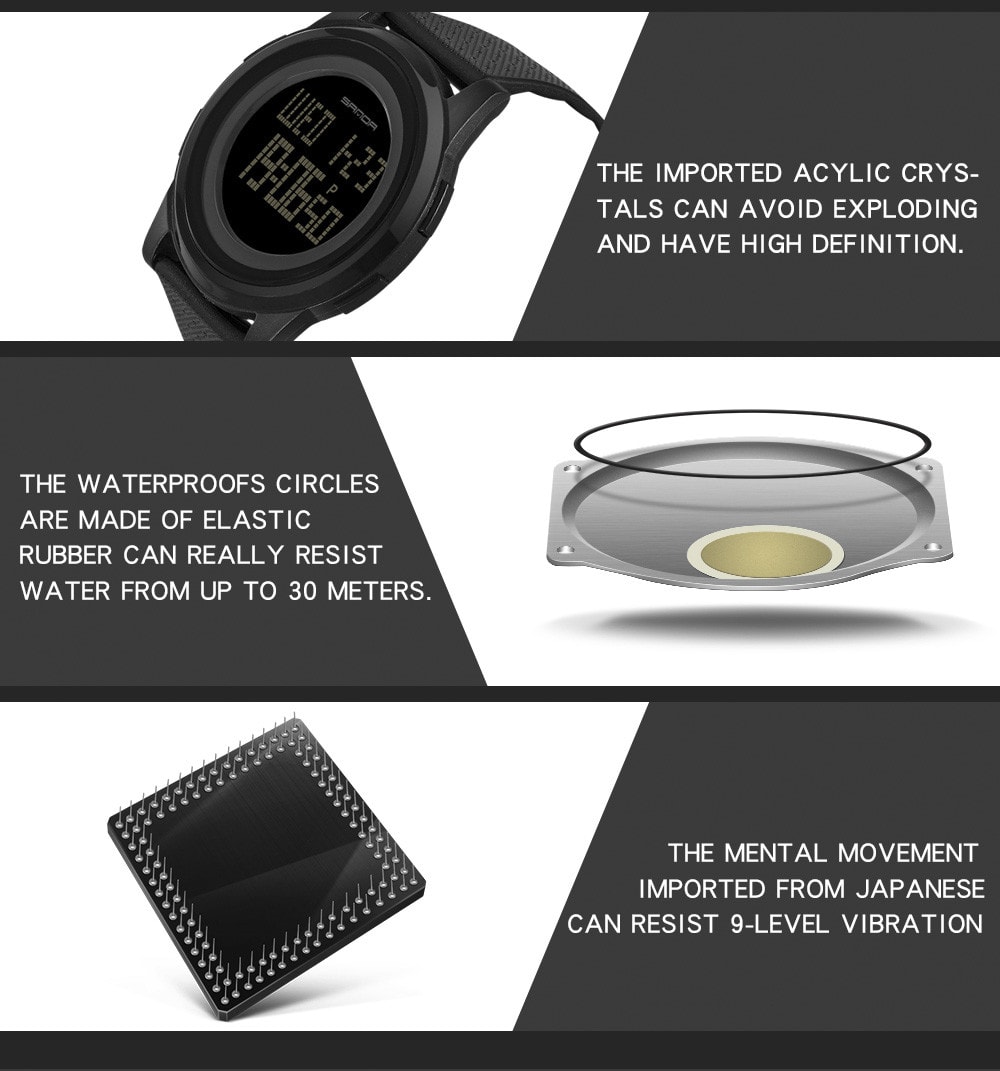 Sanda Fashion Lovers LED Movement Waterproof Digital Watches- Multi-A Sanda Fashion Lovers LED Movement Waterproof Digital Watches- Multi-A