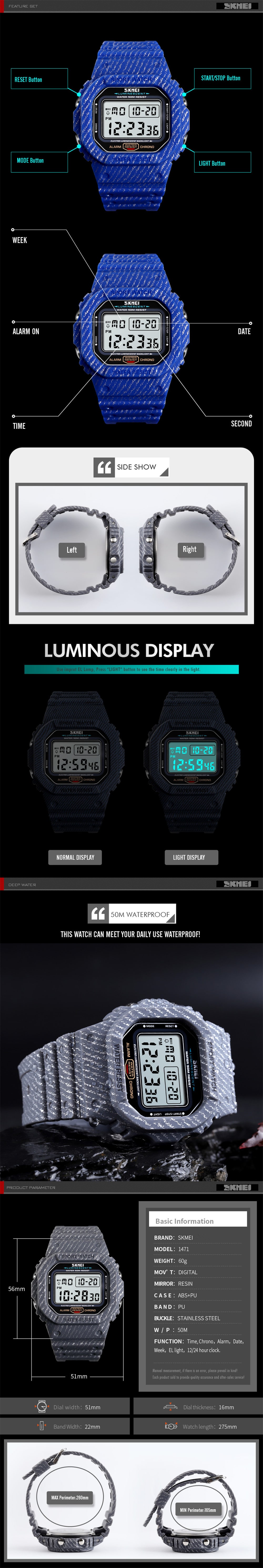 SKMEI Outdoor Sport Men Digital Fashion Watches- Celeste SKMEI Outdoor Sport Men Digital Fashion Watches- Celeste