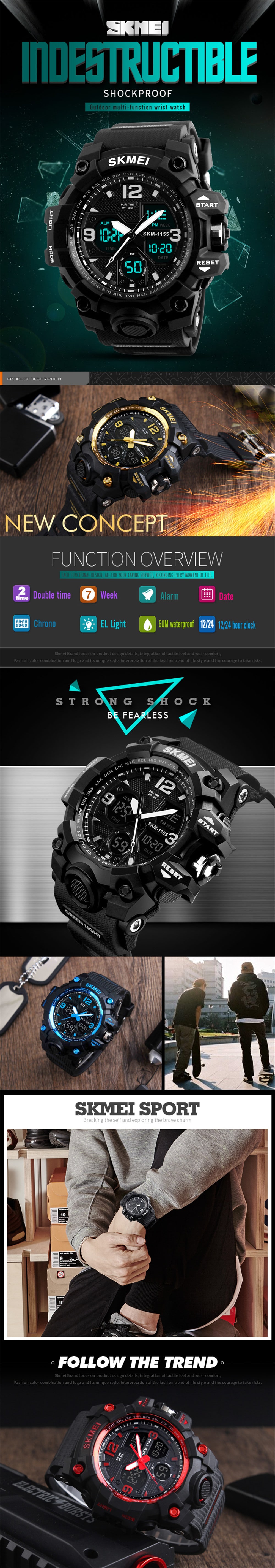 SKMEI Fashion Men LED Digital Multi-function Sports Watch- Gold SKMEI Fashion Men LED Digital Multi-function Sports Watch- Gold