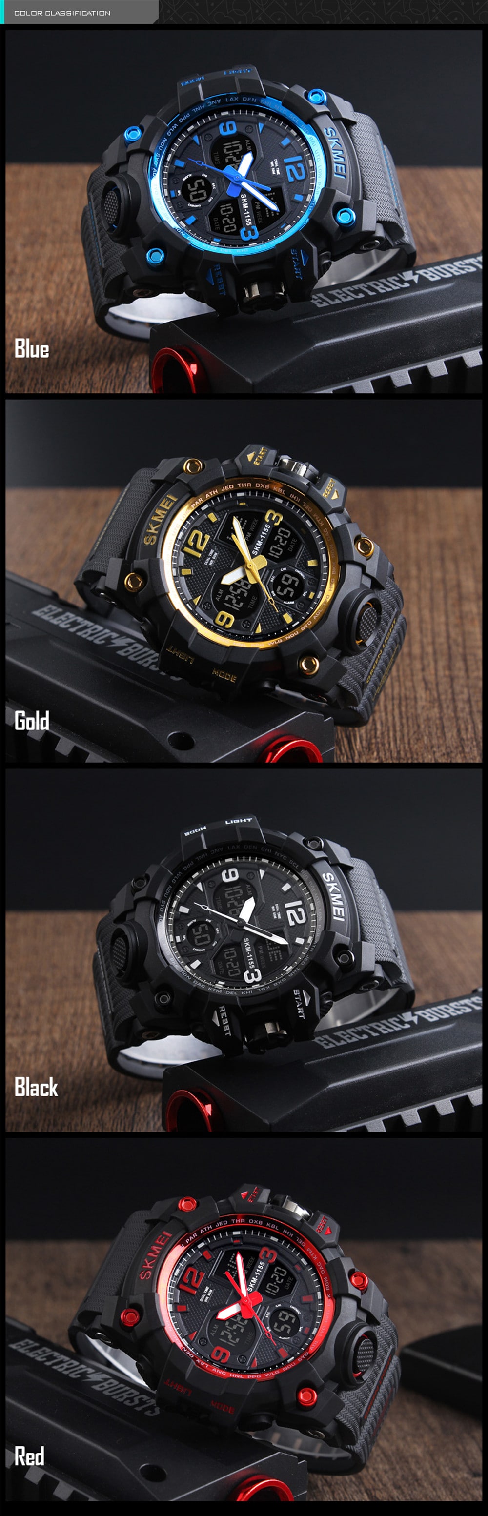SKMEI Fashion Men LED Digital Multi-function Sports Watch- Gold SKMEI Fashion Men LED Digital Multi-function Sports Watch- Gold