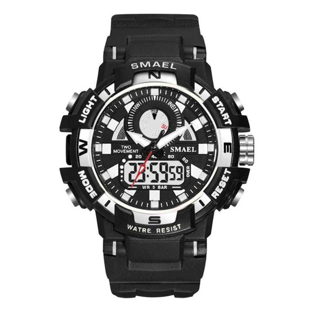 Smael Men'S Fashion Creative Large Dial Noctilucent Analog-Digital Sport Watch- White Smael Men'S Fashion Creative Large Dial Noctilucent Analog-Digital Sport Watch- White
