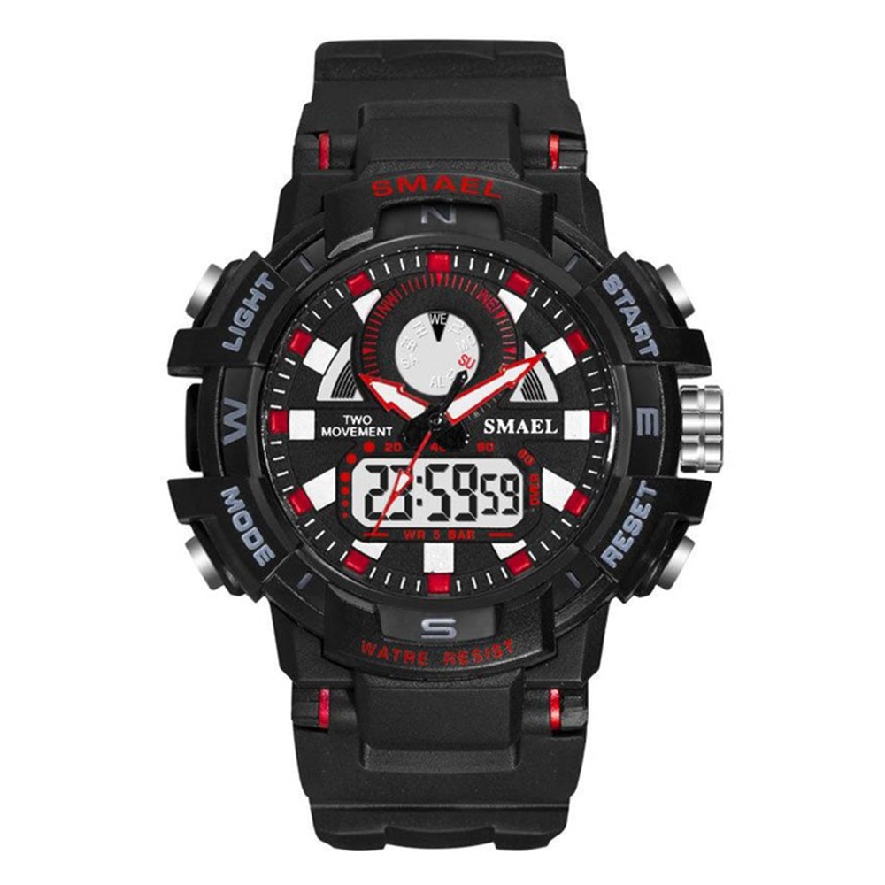 Smael Men'S Fashion Creative Large Dial Noctilucent Analog-Digital Sport Watch- White Smael Men'S Fashion Creative Large Dial Noctilucent Analog-Digital Sport Watch- White