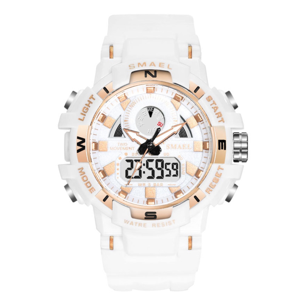 Smael Men'S Fashion Creative Large Dial Noctilucent Analog-Digital Sport Watch- White Smael Men'S Fashion Creative Large Dial Noctilucent Analog-Digital Sport Watch- White