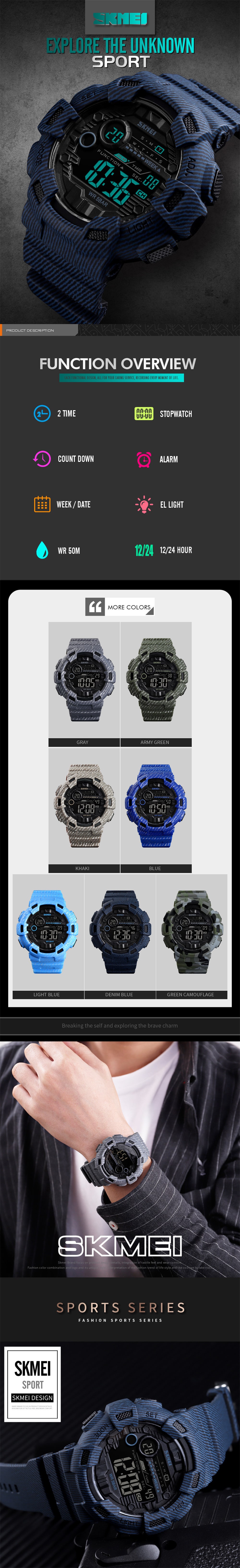 SKMEI Fashion Large Dial Men Electronic Sports Watch- Blue SKMEI Fashion Large Dial Men Electronic Sports Watch- Blue
