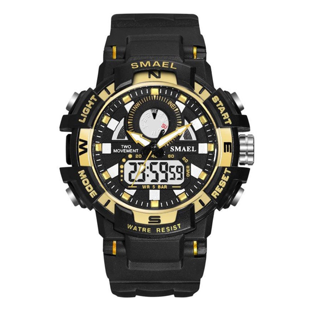 Smael Men'S Fashion Creative Large Dial Noctilucent Analog-Digital Sport Watch- Black Smael Men'S Fashion Creative Large Dial Noctilucent Analog-Digital Sport Watch- Black