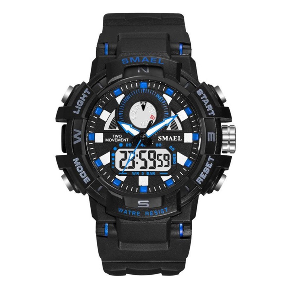 Smael Men'S Fashion Creative Large Dial Noctilucent Analog-Digital Sport Watch- Black Smael Men'S Fashion Creative Large Dial Noctilucent Analog-Digital Sport Watch- Black