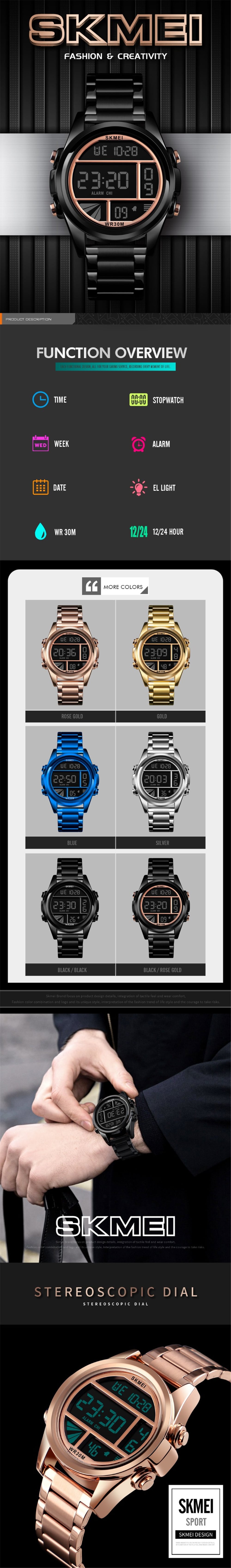 SKMEI Fashion Waterproof Digital Men Watch- Silver SKMEI Fashion Waterproof Digital Men Watch- Silver