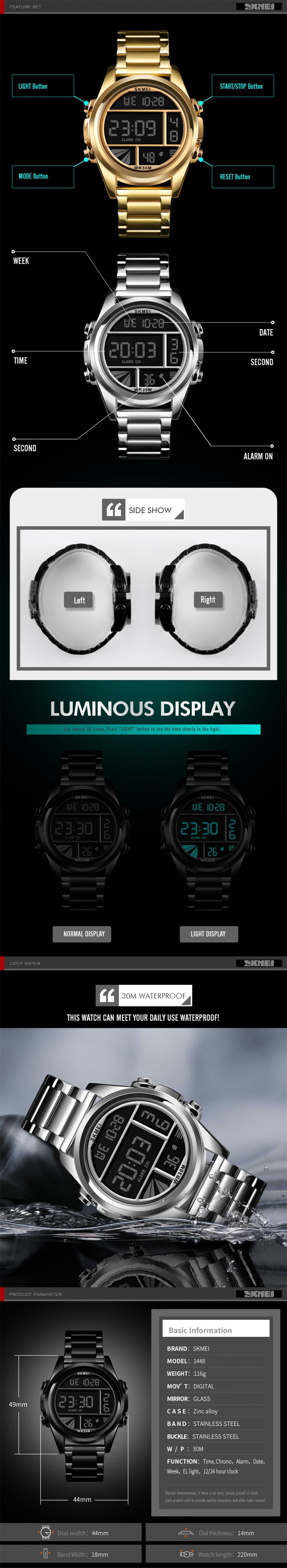 SKMEI Fashion Waterproof Digital Men Watch- Silver SKMEI Fashion Waterproof Digital Men Watch- Silver