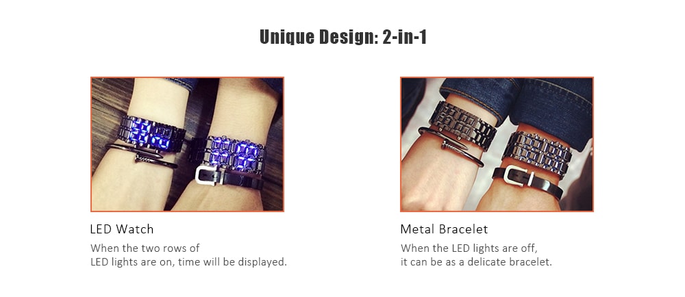 Stylish LED Lava Chain Bracelet Retro Electronic Watch- Silver Blue Light Stylish LED Lava Chain Bracelet Retro Electronic Watch- Silver Blue Light