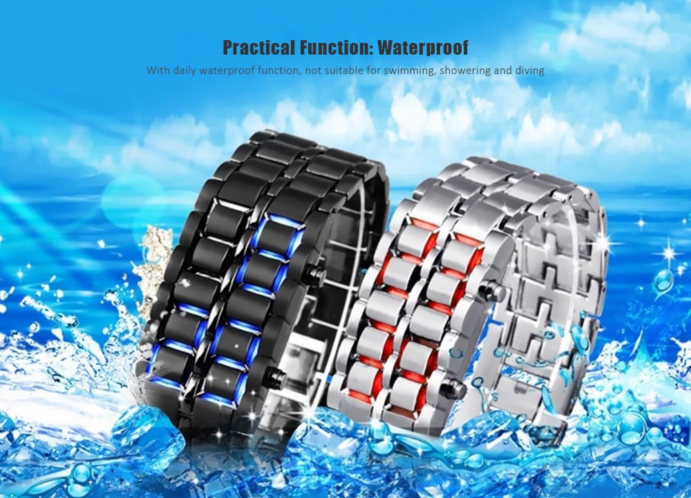 Stylish LED Lava Chain Bracelet Retro Electronic Watch- Black RED LIGHT Stylish LED Lava Chain Bracelet Retro Electronic Watch- Black RED LIGHT