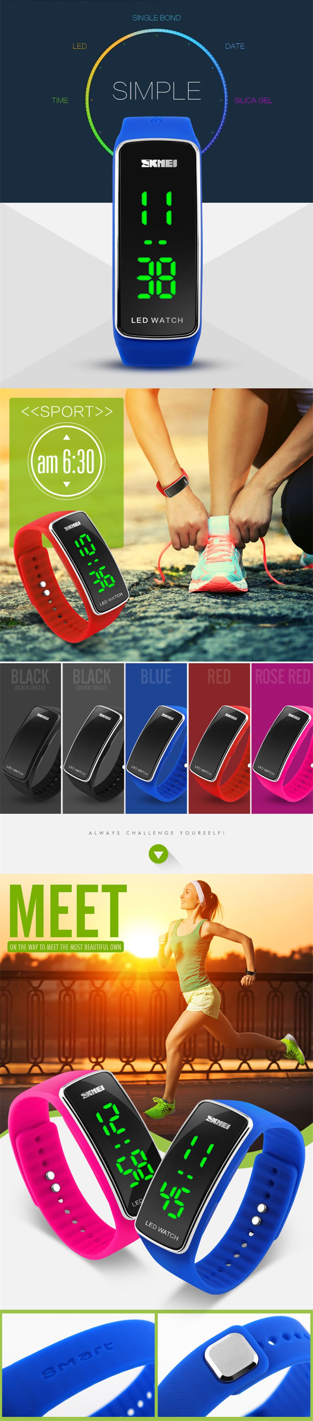 SKMEI Unisex Slim Design LED Digital Silicone Strap Watch Cool Watches- Black SKMEI Unisex Slim Design LED Digital Silicone Strap Watch Cool Watches- Black