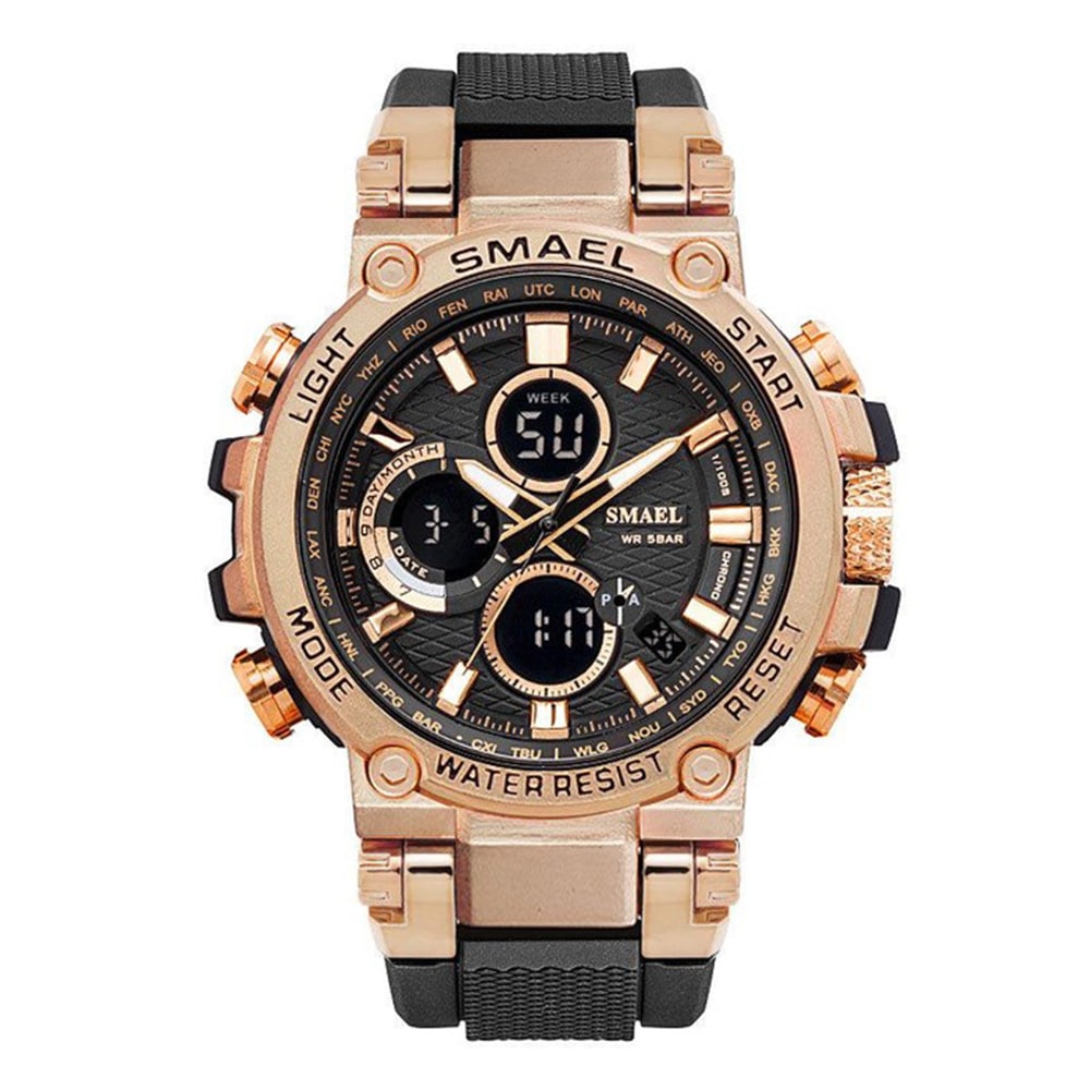 Smael Men'S Fashion Creative Large Dial Analog-Digital Sport Watch- Cherry Red Smael Men'S Fashion Creative Large Dial Analog-Digital Sport Watch- Cherry Red