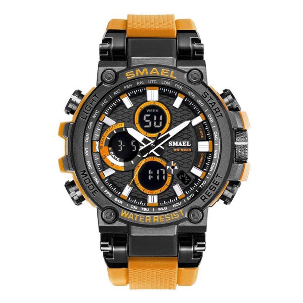 Smael Men'S Fashion Creative Large Dial Analog-Digital Sport Watch- Cherry Red Smael Men'S Fashion Creative Large Dial Analog-Digital Sport Watch- Cherry Red
