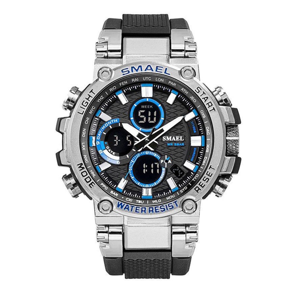 Smael Men'S Fashion Creative Large Dial Analog-Digital Sport Watch- Light Khaki Smael Men'S Fashion Creative Large Dial Analog-Digital Sport Watch- Light Khaki