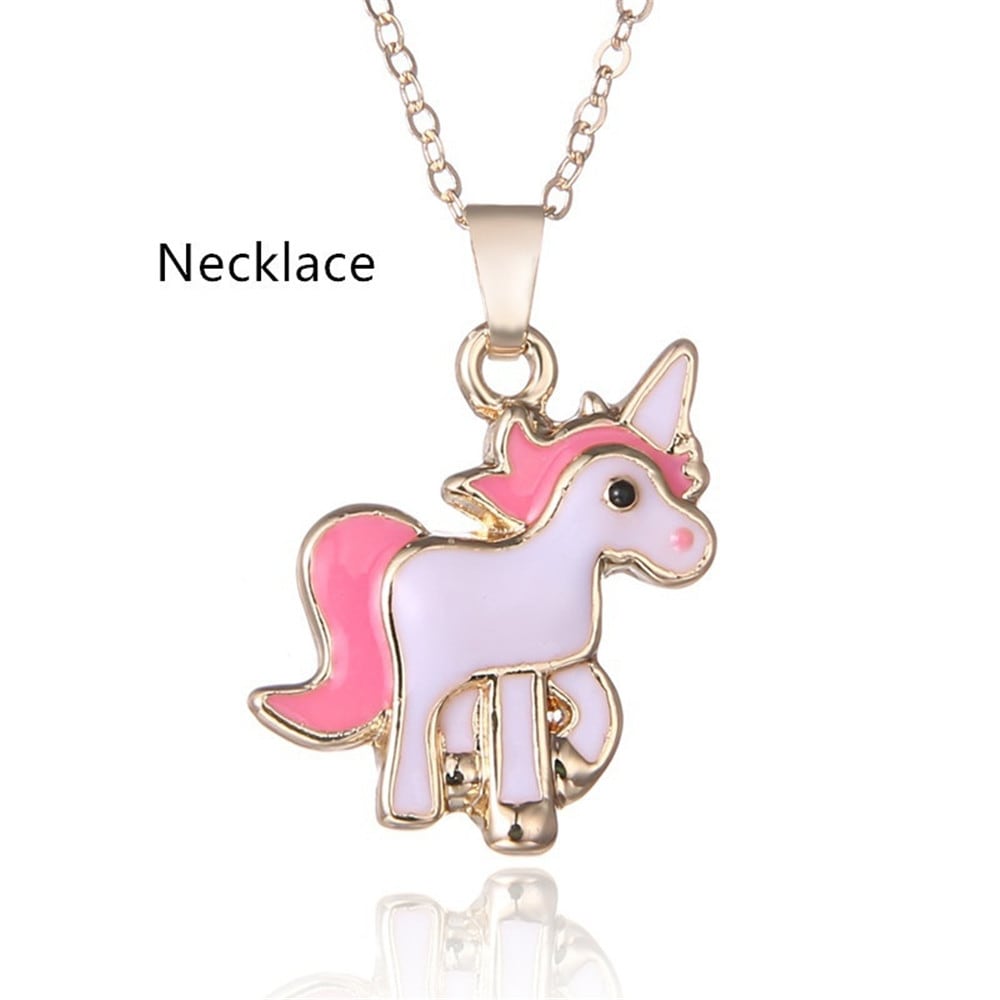 Pink Unicorn Necklace Earrings- Pink Pink Unicorn Necklace Earrings- Pink