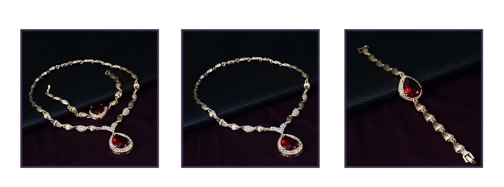 Charm Water Drop-shaped Gold Plated Women Jewelry 4PCS / Set for Wedding Banquet- Golden Charm Water Drop-shaped Gold Plated Women Jewelry 4PCS / Set for Wedding Banquet- Golden
