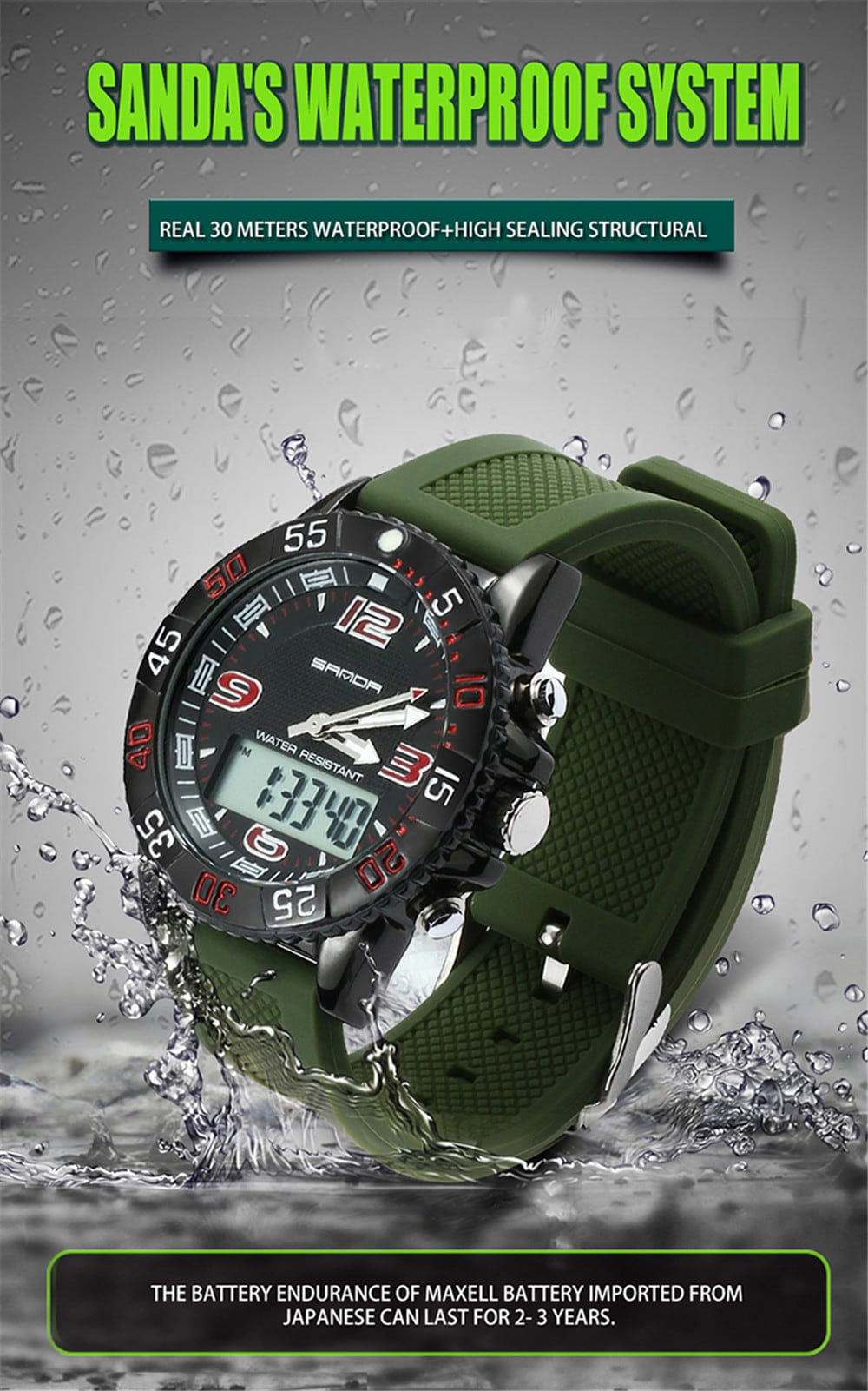 SANDA Sport Watch Men Military Waterproof Luxury Electronic Led Digital Watches- Multi-B SANDA Sport Watch Men Military Waterproof Luxury Electronic Led Digital Watches- Multi-B