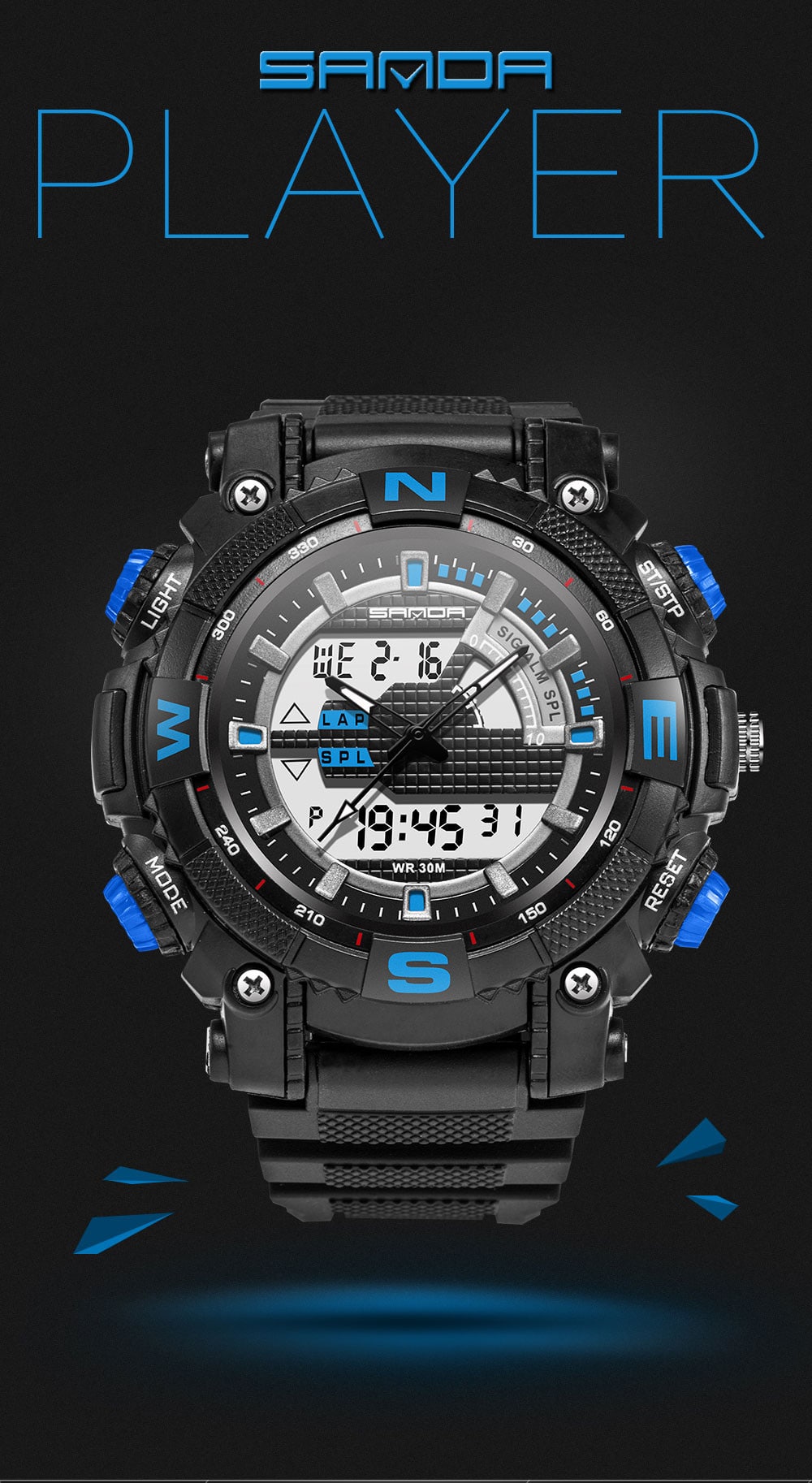 Sanda Fashion Men Dual Display Swimming Diving Sport Watch- Red Sanda Fashion Men Dual Display Swimming Diving Sport Watch- Red