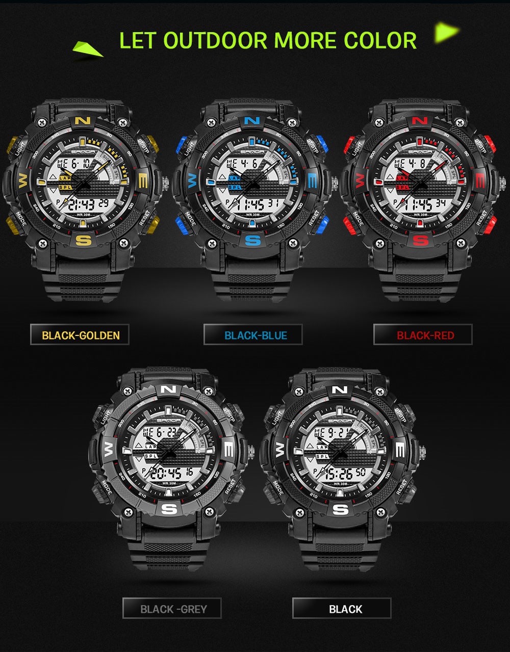 Sanda Fashion Men Dual Display Swimming Diving Sport Watch- Red Sanda Fashion Men Dual Display Swimming Diving Sport Watch- Red
