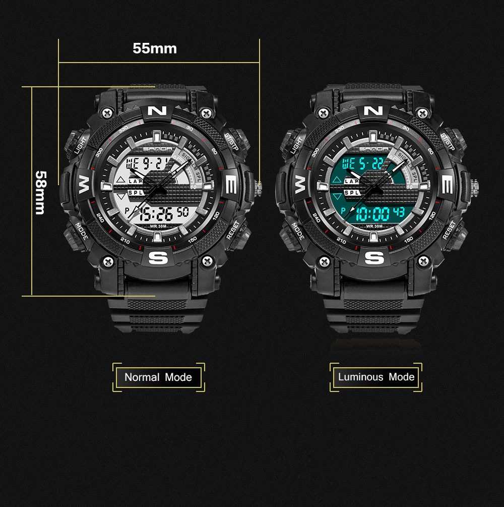 Sanda Fashion Men Dual Display Swimming Diving Sport Watch- Red Sanda Fashion Men Dual Display Swimming Diving Sport Watch- Red