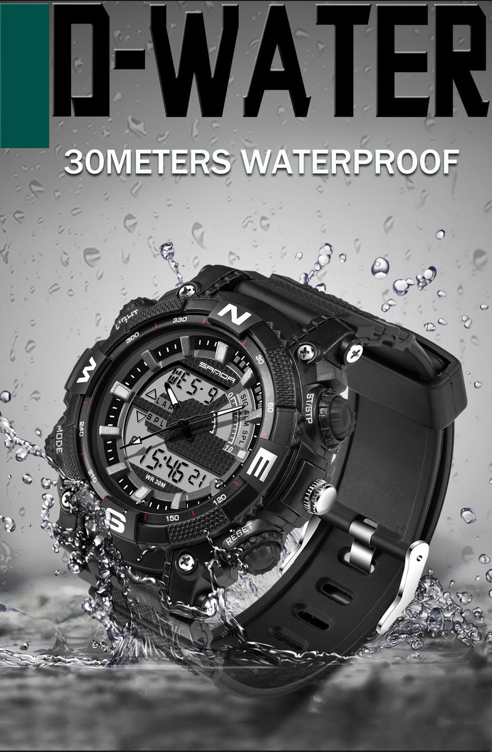 Sanda Fashion Men Dual Display Swimming Diving Sport Watch- Red Sanda Fashion Men Dual Display Swimming Diving Sport Watch- Red
